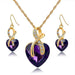Free LongWay Austrian Crystal Heart Jewelry Set-Jewelry Set-Kirijewels.com-Gold Purple-Kirijewels.com
