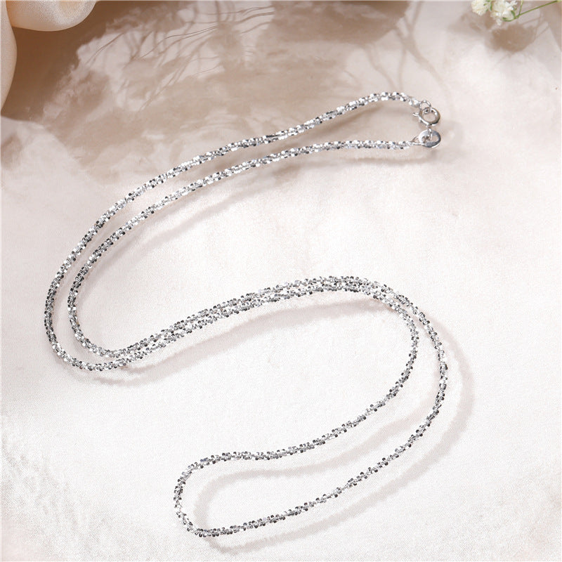 Authentic S925 Sterling Silver Sparkling Sweater Chain Necklace