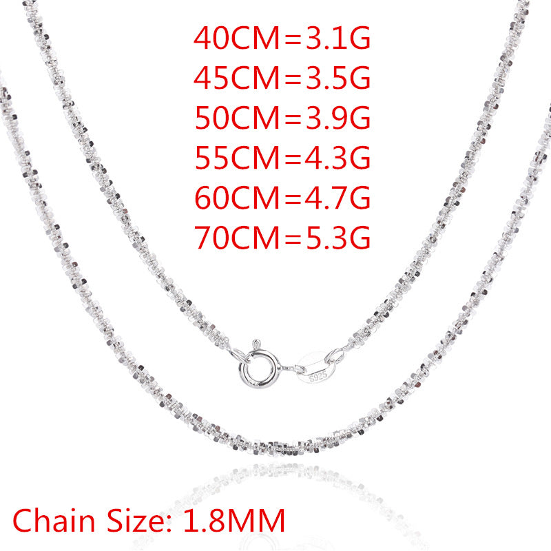 Amara Authentic Sparkling S925 Sterling Silver Chain Necklace