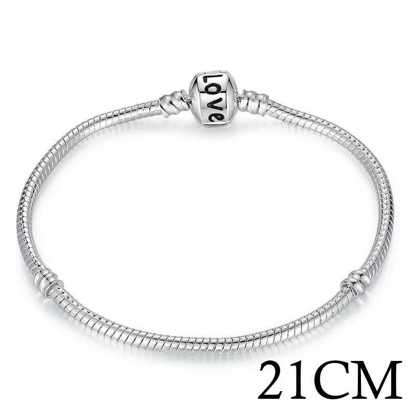 Sterling Silver Snake Chain Bracelet-Bracelet-Kirijewels.com-21CM LOVE-silver-Kirijewels.com
