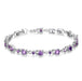 Gold Plated Crystal Link Chain Bracelet-Chain & Link Bracelets-Kirijewels.com-Purple-Kirijewels.com