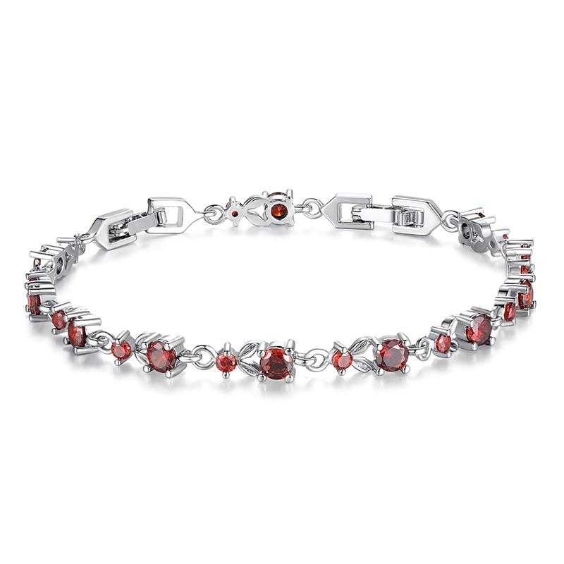Free Gold Plated Crystal Link Chain Bracelet-Chain & Link Bracelets-Kirijewels.com-Red-Kirijewels.com