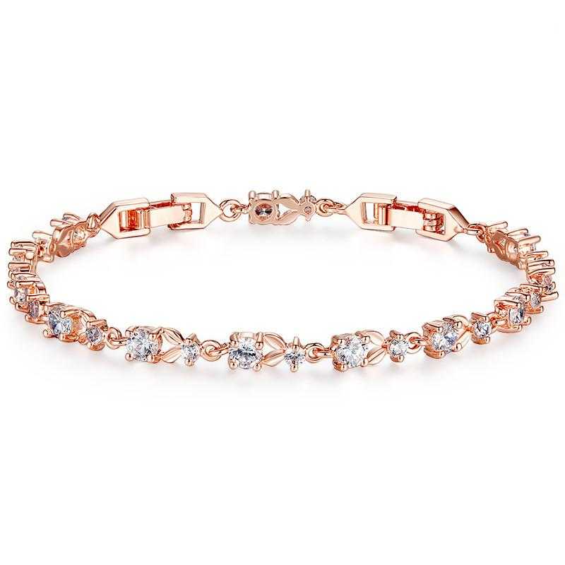 Free Gold Plated Crystal Link Chain Bracelet-Chain & Link Bracelets-Kirijewels.com-gold-Kirijewels.com