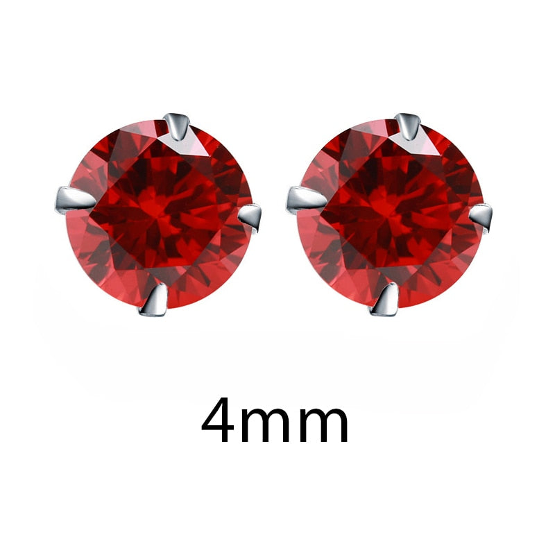 Cubic Zirconia Stone 925 Sterling Silver Stud Earrings