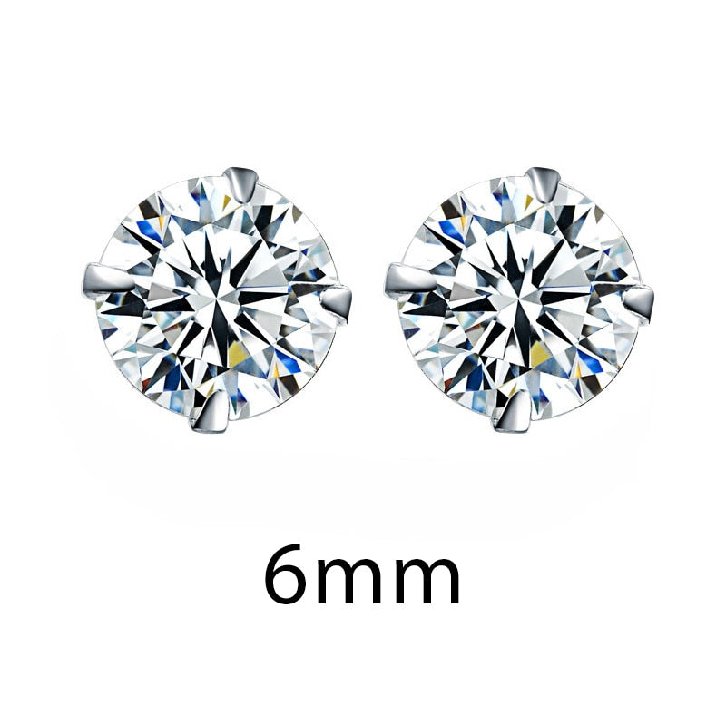 Cubic Zirconia Stone 925 Sterling Silver Stud Earrings