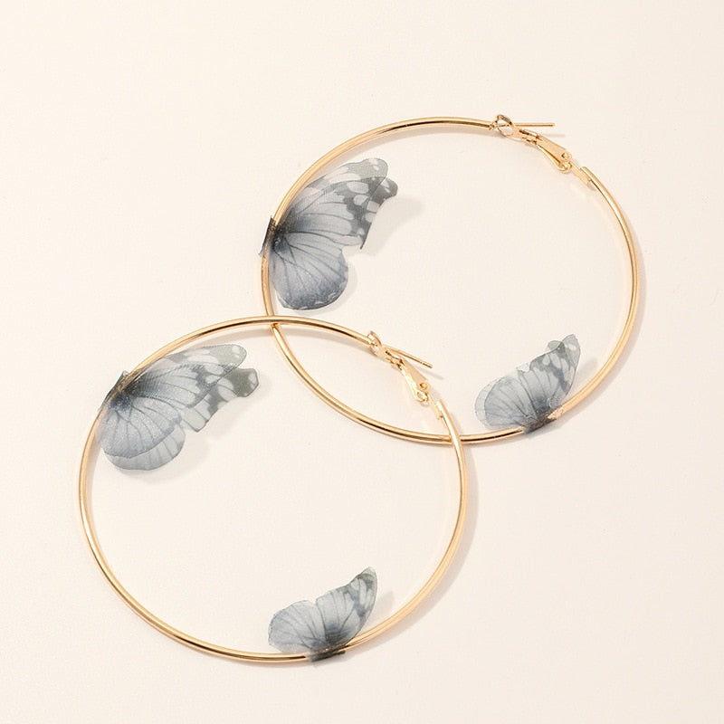 Monarch Big Circle Butterfly Hoop Earrings