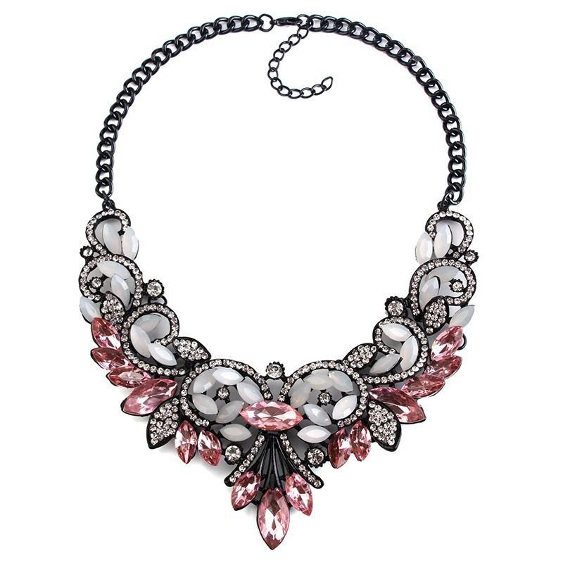 Best Lady Crystal Statement Necklace-Pendant Necklaces-Kirijewels.com-Pink-Kirijewels.com