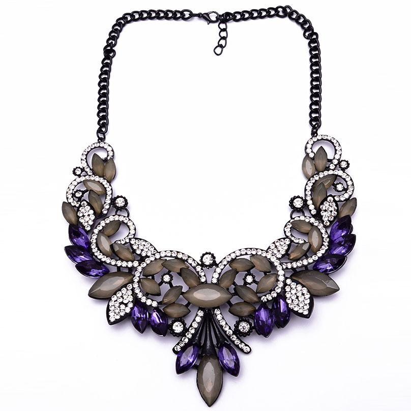 Best Lady Crystal Statement Necklace-Pendant Necklaces-Kirijewels.com-Purple-Kirijewels.com