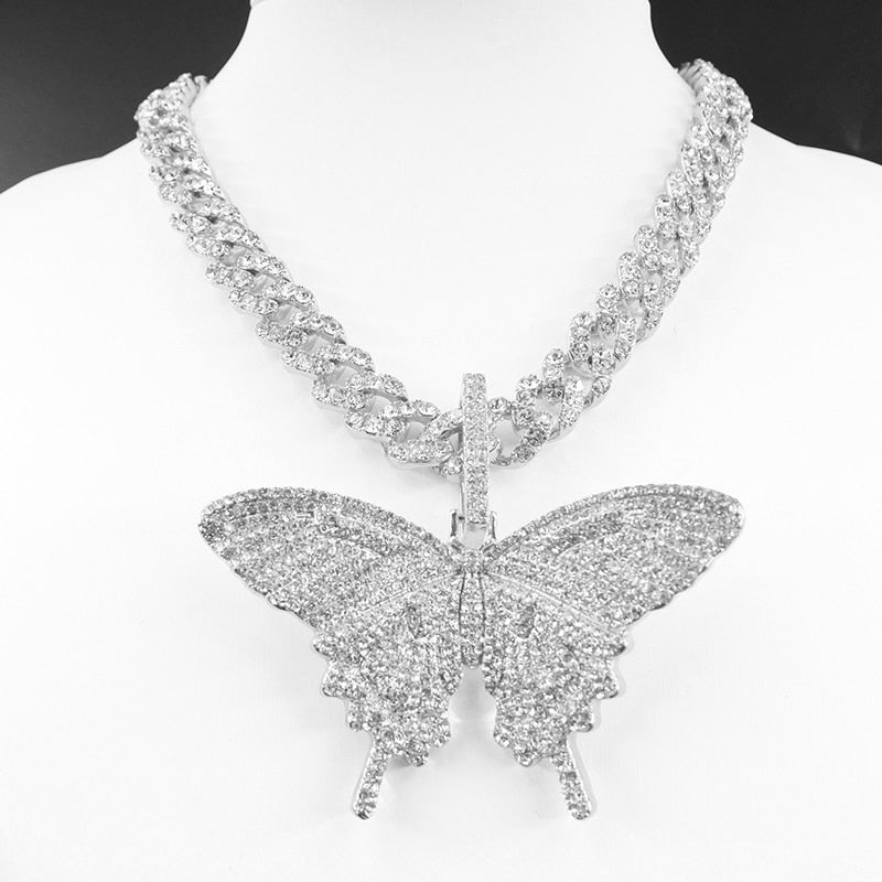 Miami Cuban Chain Butterfly Necklace