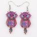 Long Acrylic Owl Drop Earrings-Drop Earrings-Kirijewels.com-Red-Kirijewels.com