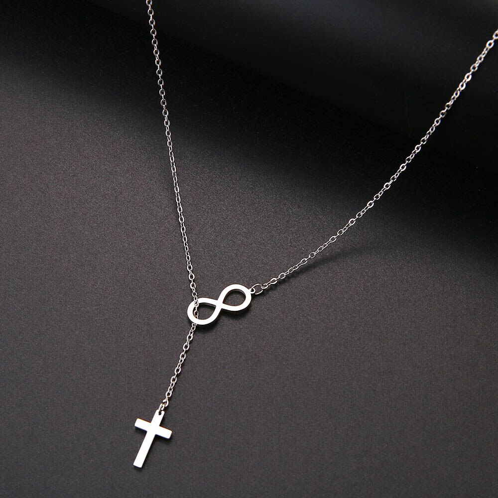 Stainless Steel Digital 8 Cross Necklace