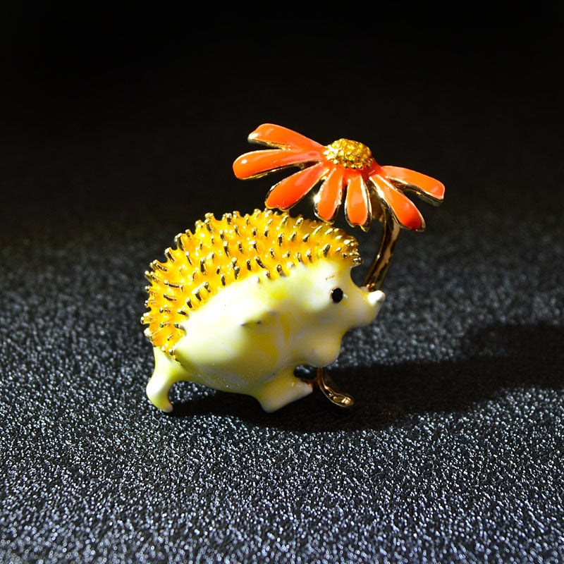 Flower Hedgehog Brooch