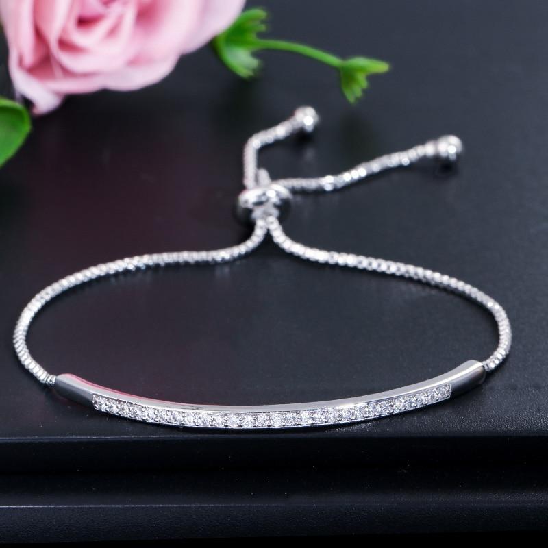 Cubic Zirconia Bar Slider Adjustable Bracelet - Kirijewels.com