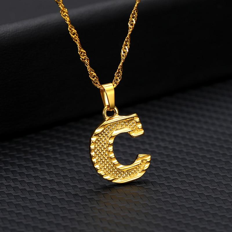 Gold Plated Stainless Steel Alphabet Necklace - Kirijewels.com
