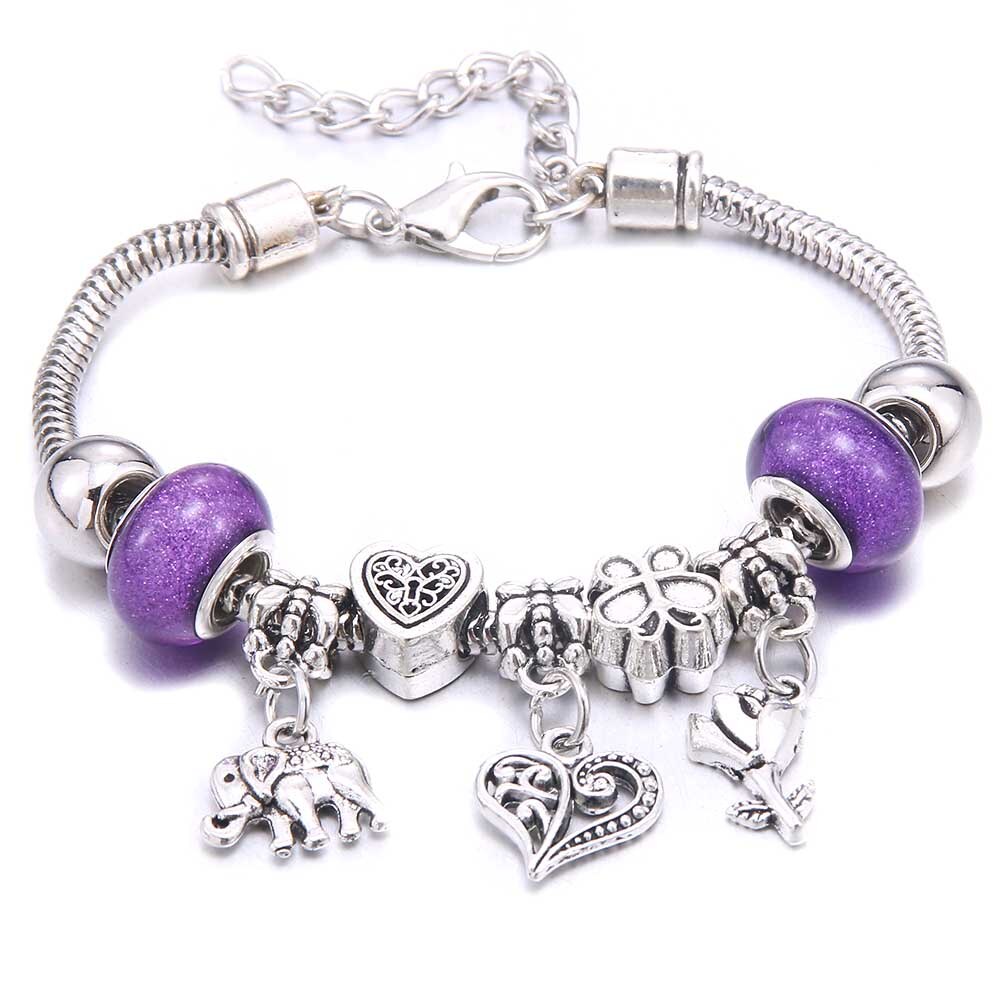 Babar Elephant Charm Beads Bracelet