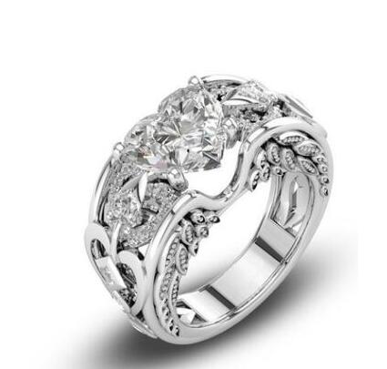 Austrian Crystal 925 Sterling Silver Princess Wedding Ring