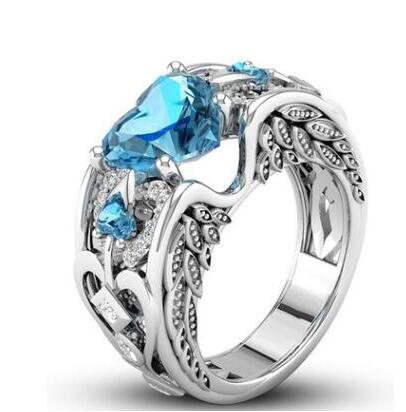 Austrian Crystal 925 Sterling Silver Princess Wedding Ring