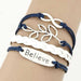 Believe Leather Charm Bracelet-Charm Bracelets-Kirijewels.com-Blue-Kirijewels.com