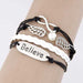 Believe Leather Charm Bracelet-Charm Bracelets-Kirijewels.com-White-Kirijewels.com