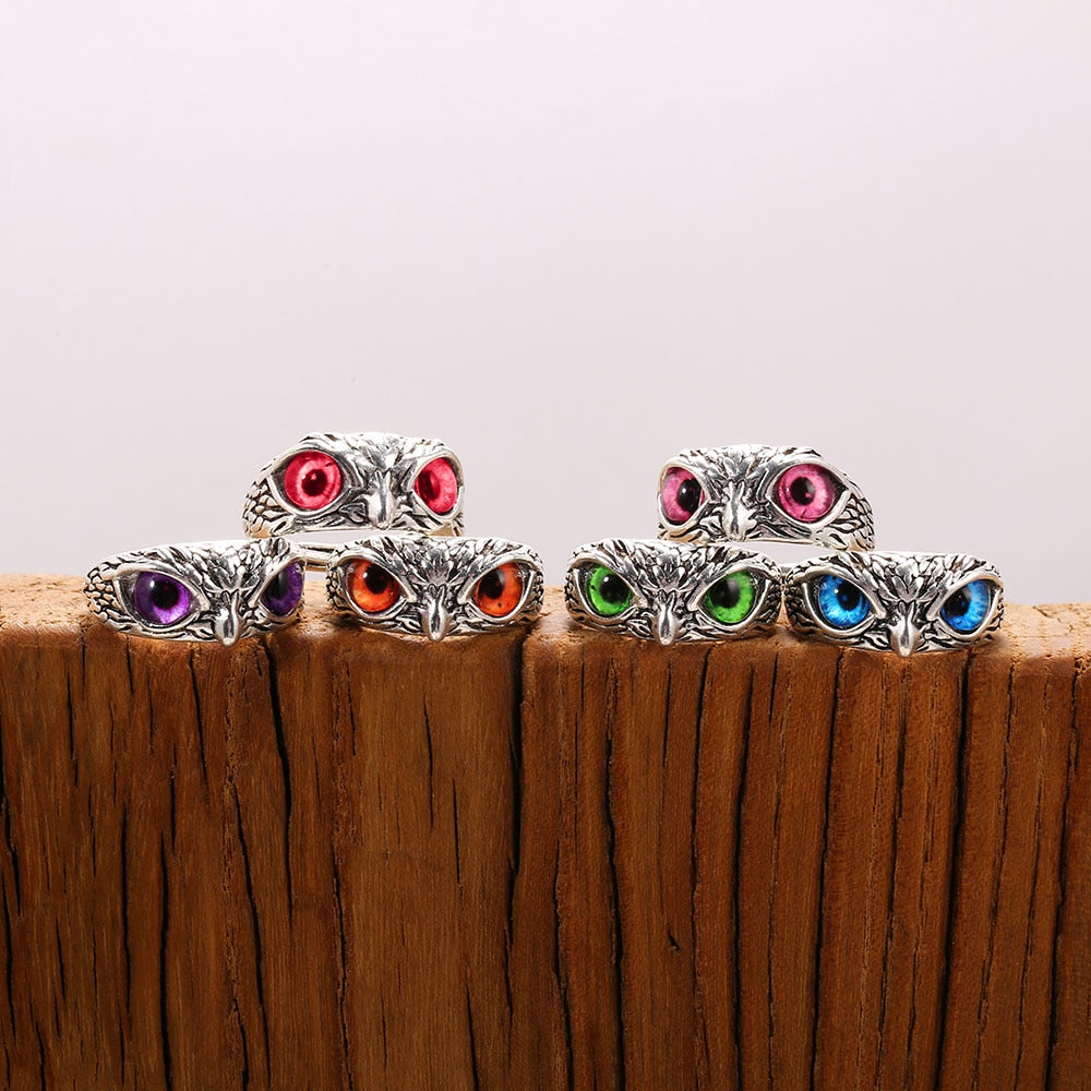 Archimedes Multicolor Eyes Owl Ring