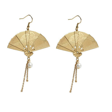 Folding Fan Hanging Dangle Earrings - Kirijewels.com