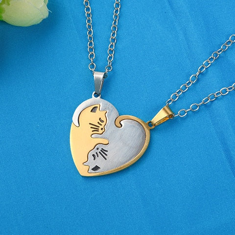 Valentine Personality Couple Cat Necklace