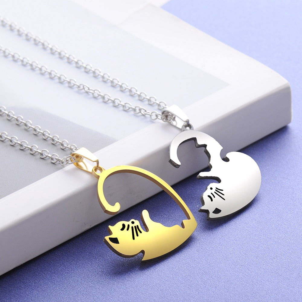 Valentine Personality Couple Cat Necklace
