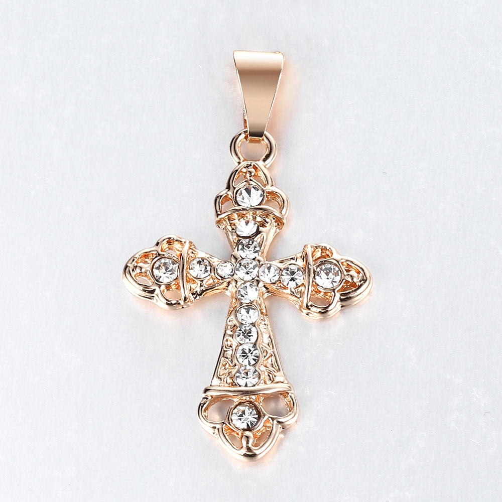 Crucifix Crystal Cross Chain Necklace