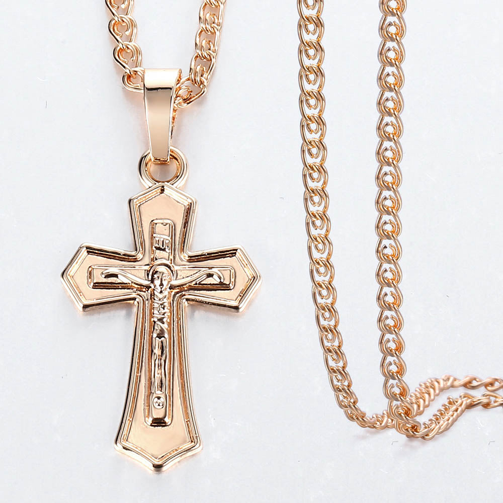 Crucifix Crystal Cross Chain Necklace