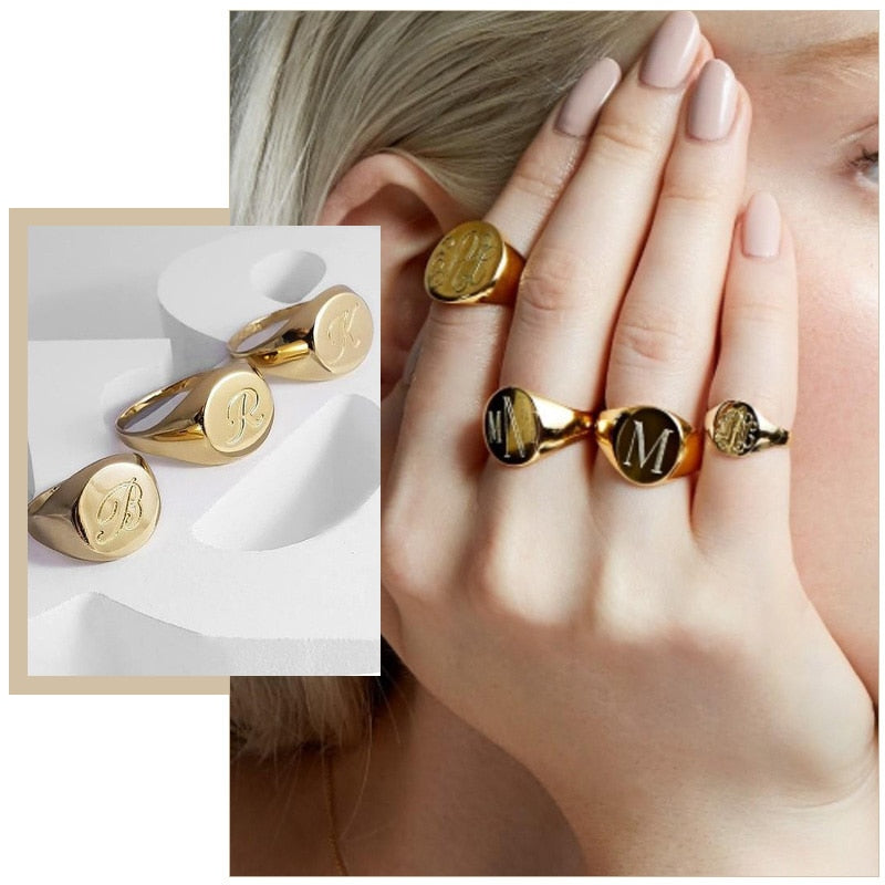 Alphabet Personalized Signet Ring