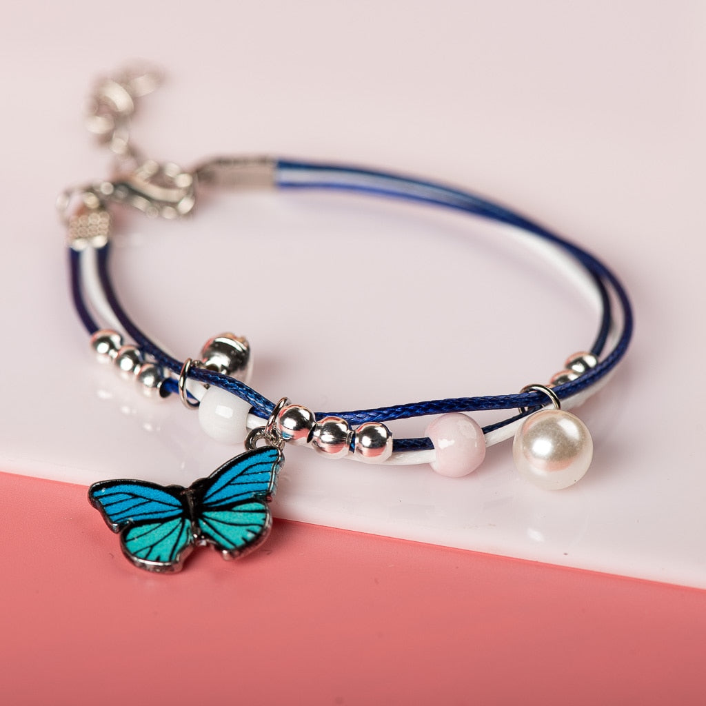 Handwoven Metal Drip Glaze Butterfly Bracelet