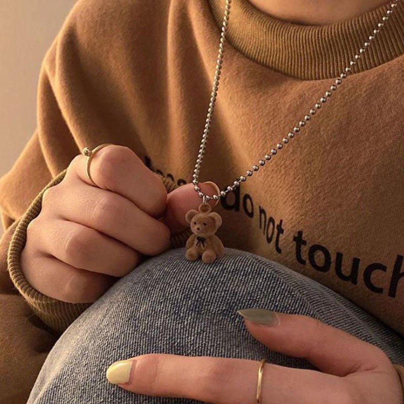 Long Sweater Grizzlee Bear Necklace