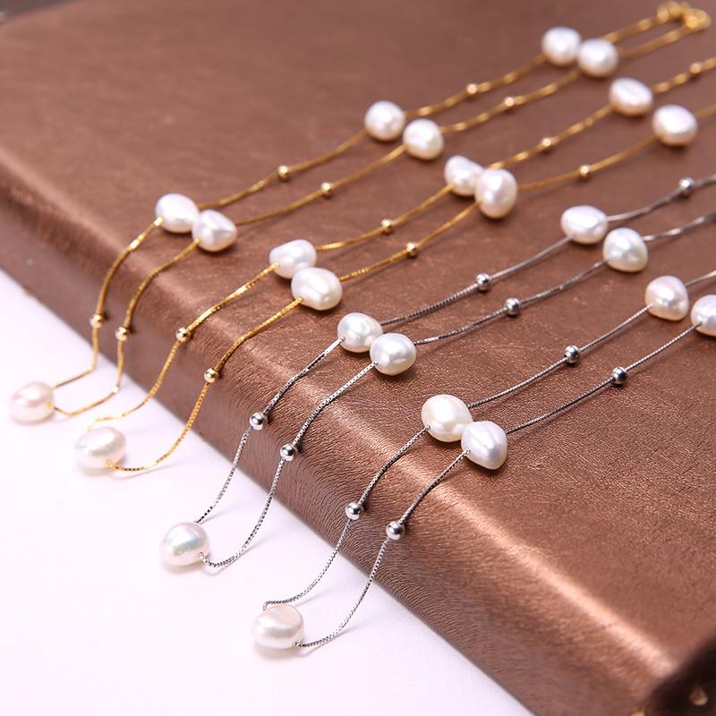 DAIMI 925 Sterling Silver Floating Pearl Necklace - Kirijewels.com