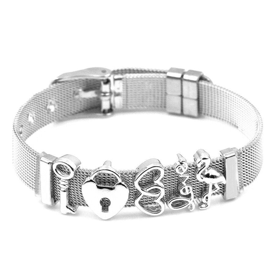 Two-Tone Stainless Steel Ribbon Mesh Bracelet