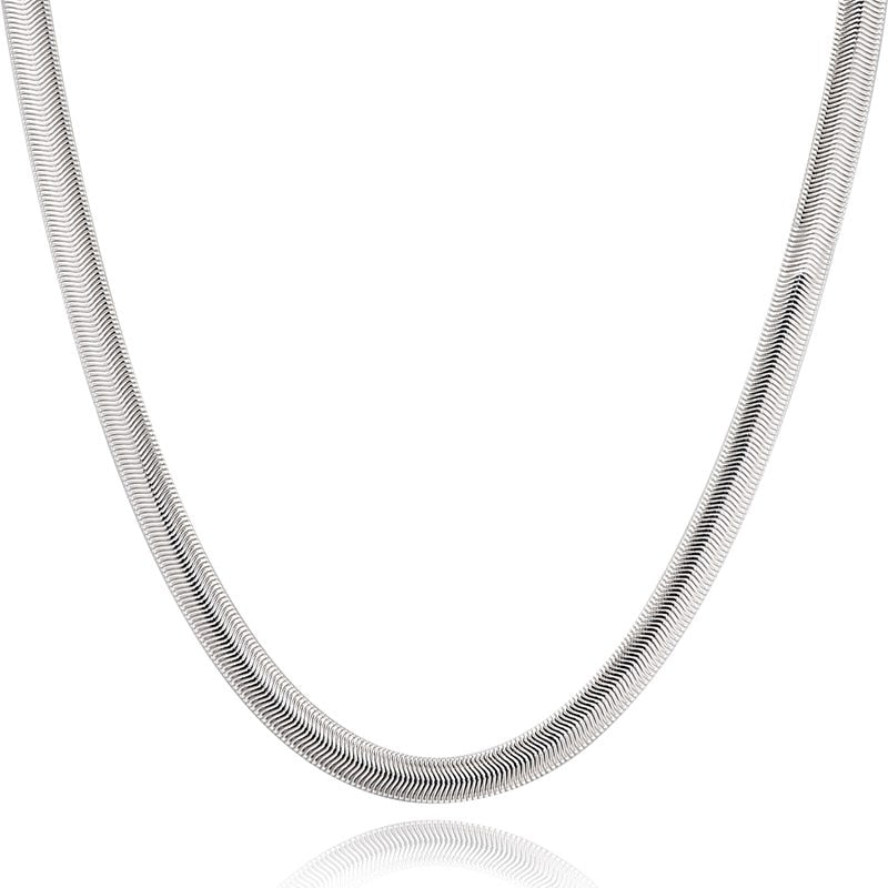 Isabella 925 Sterling Silver Flat Snake Chain Wedding Necklace