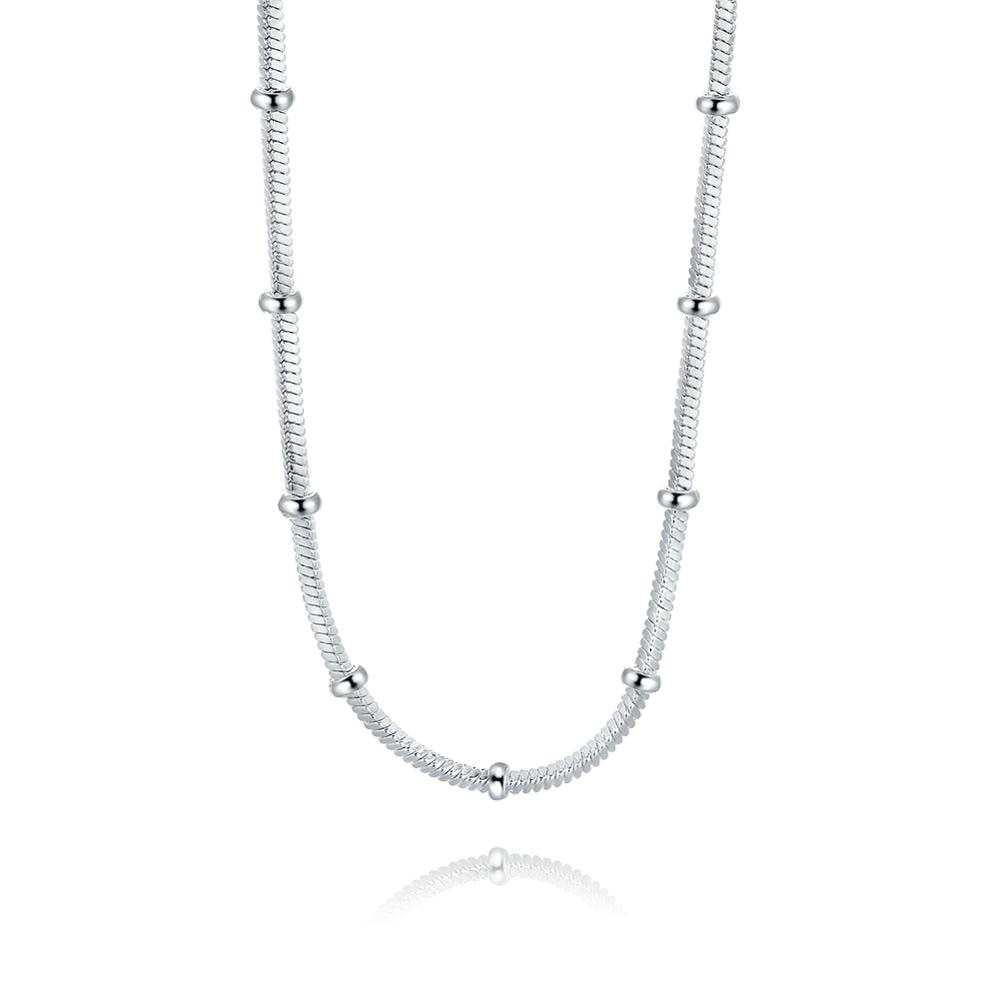 Sarah 925 Sterling Silver Snake Chain Wedding Beads Necklace