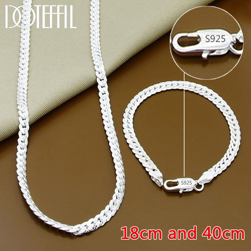 Sterling Silver Side Chain Wedding Jewelry Set