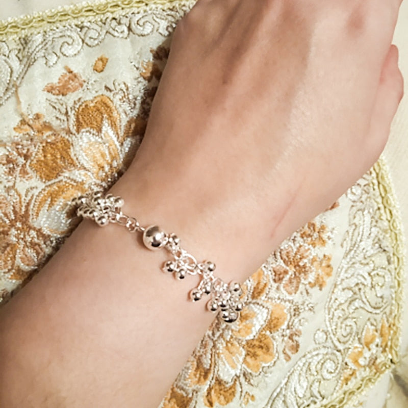 Bridal 925 Sterling Silver Grape Beads Charm Bracelet