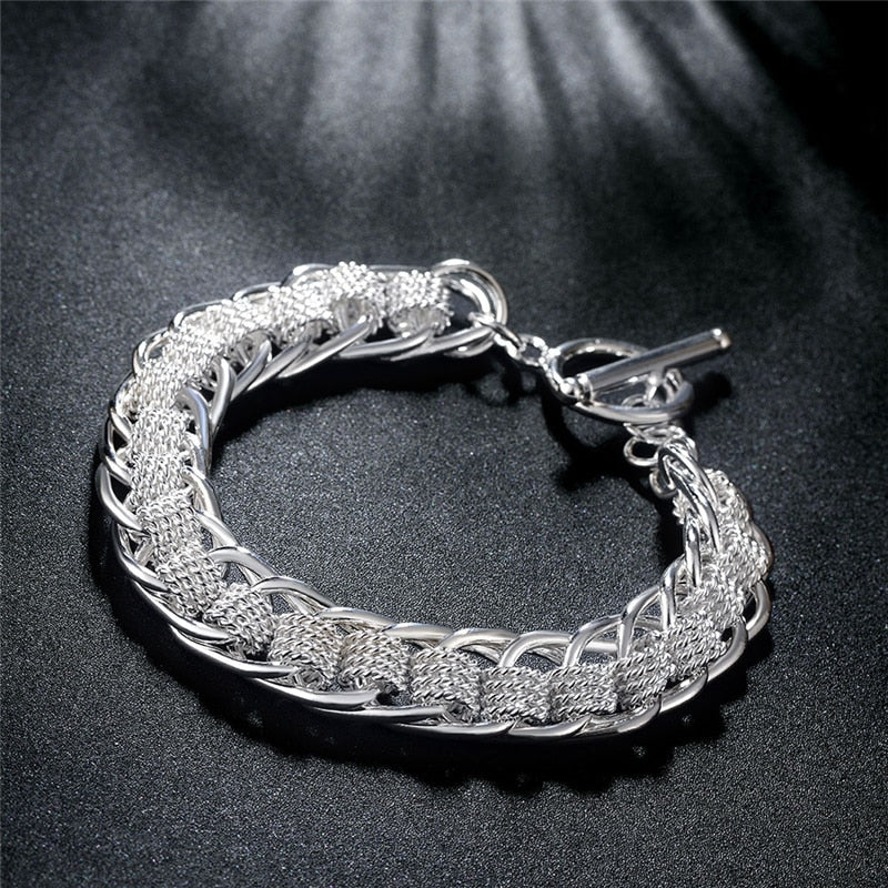 925 Silver Smart Wedding Lady Sterling Bracelet Circle —