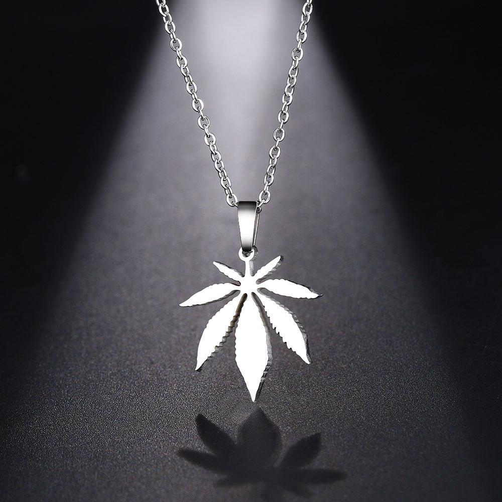 Rosa Stainless Steel Maple Leaf Necklace