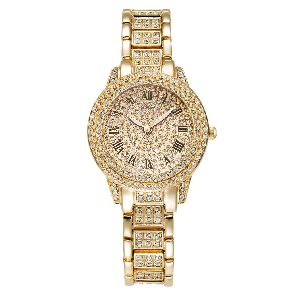 Relogio Feminino Rhinestone Diamond Gold Watch