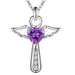 FREE Cross Angel Heart Wings Necklace-Necklace-Kirijewels.com-silver plated Purple-Kirijewels.com