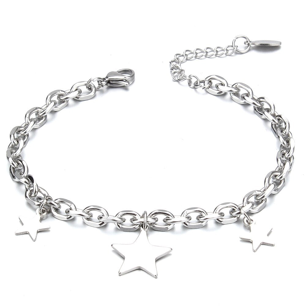 Stainless Steel Tree Heart Star Charm Bracelet