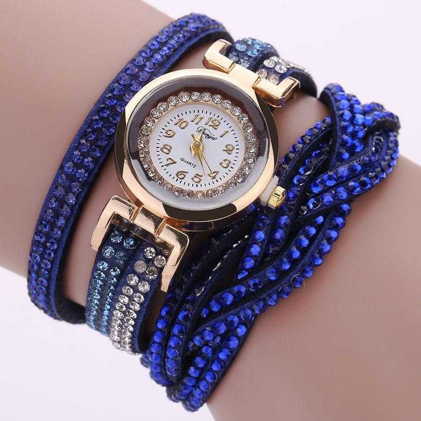 Free Duoya Crystal Rhinestone Wristwatch-Women's Watches-Kirijewels.com-Black-Kirijewels.com
