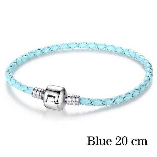 Free Silver Plated Genuine Leather Bracelet-Bracelet-Kirijewels.com-20cm blue-Kirijewels.com