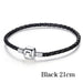 Free Silver Plated Genuine Leather Bracelet-Bracelet-Kirijewels.com-21cm black-Kirijewels.com