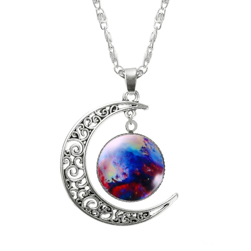 Moon Glass Silver Chain Galaxy Necklace - Kirijewels.com