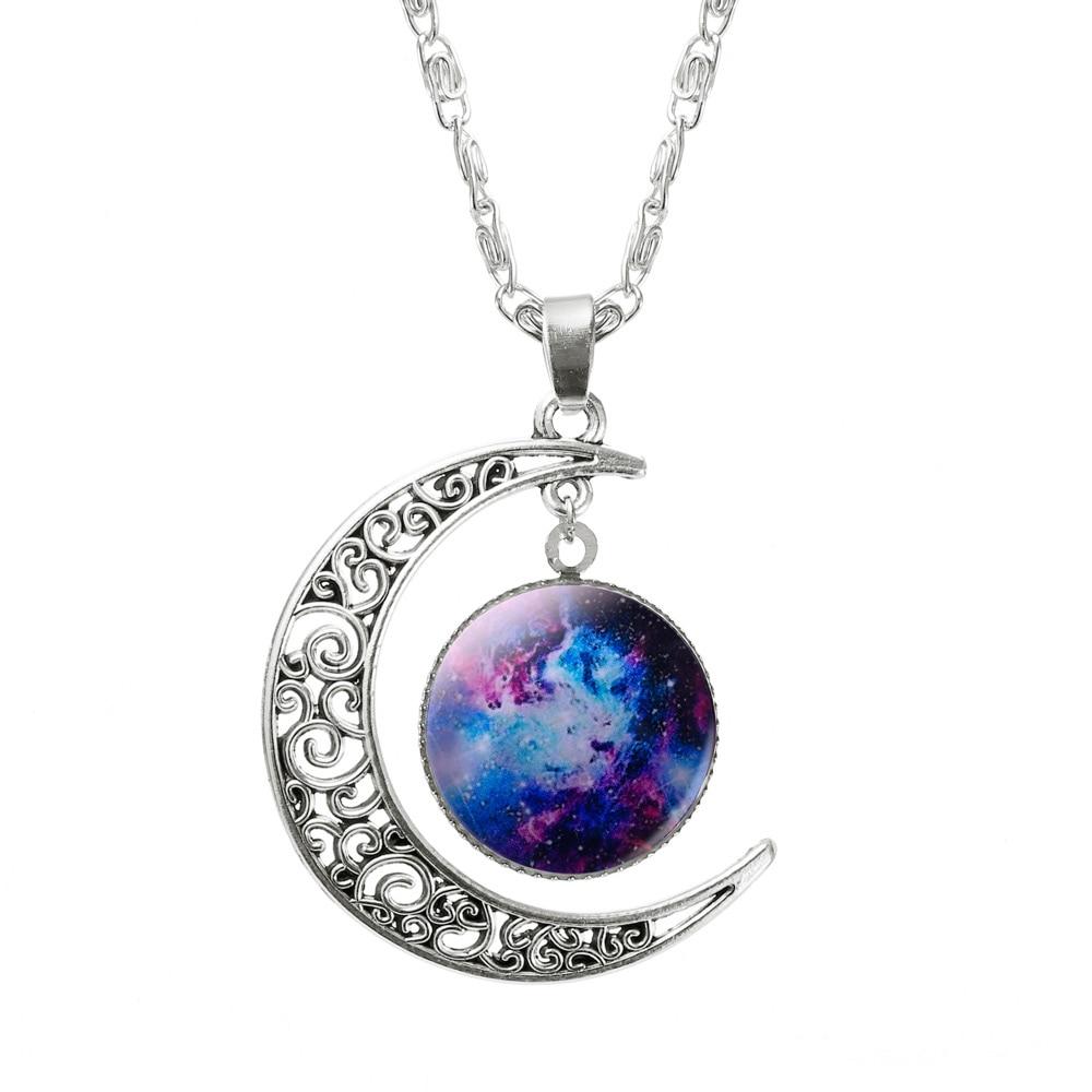 Moon Glass Silver Chain Galaxy Necklace - Kirijewels.com