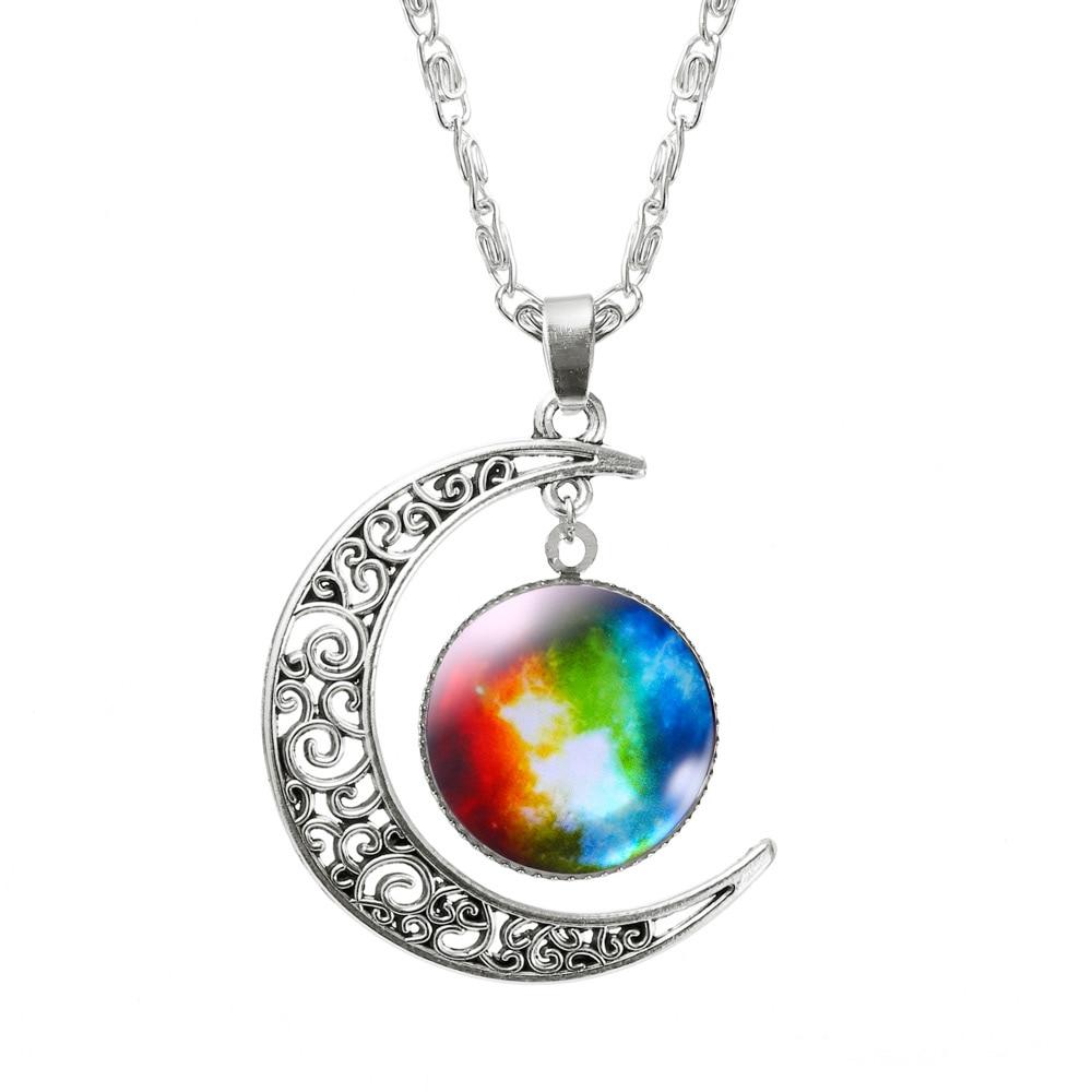 Moon Glass Silver Chain Galaxy Necklace - Kirijewels.com