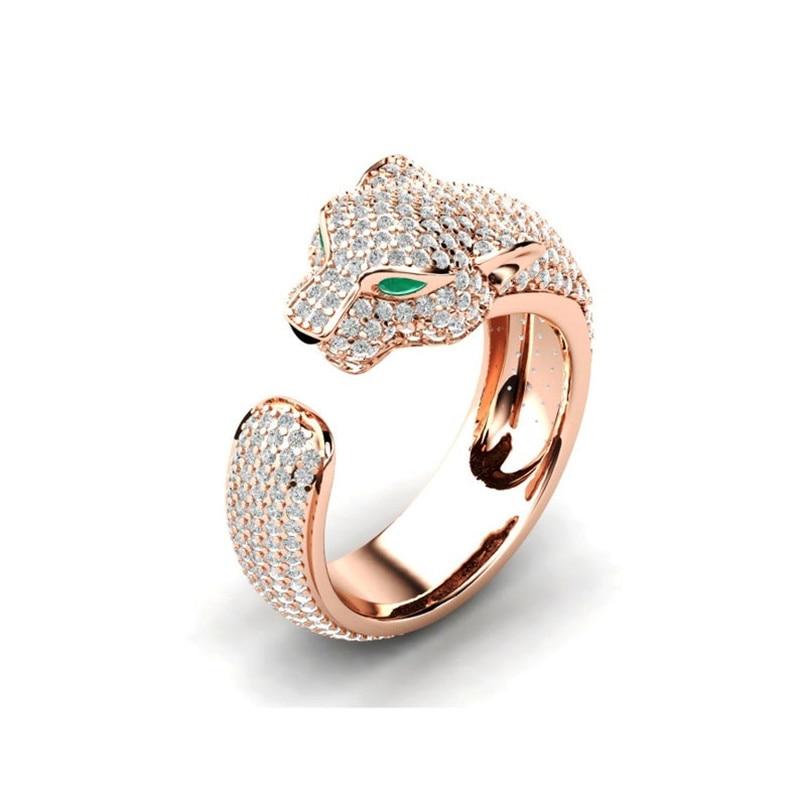 Full Crystal Inlaid Leopard Opening Ring - Kirijewels.com